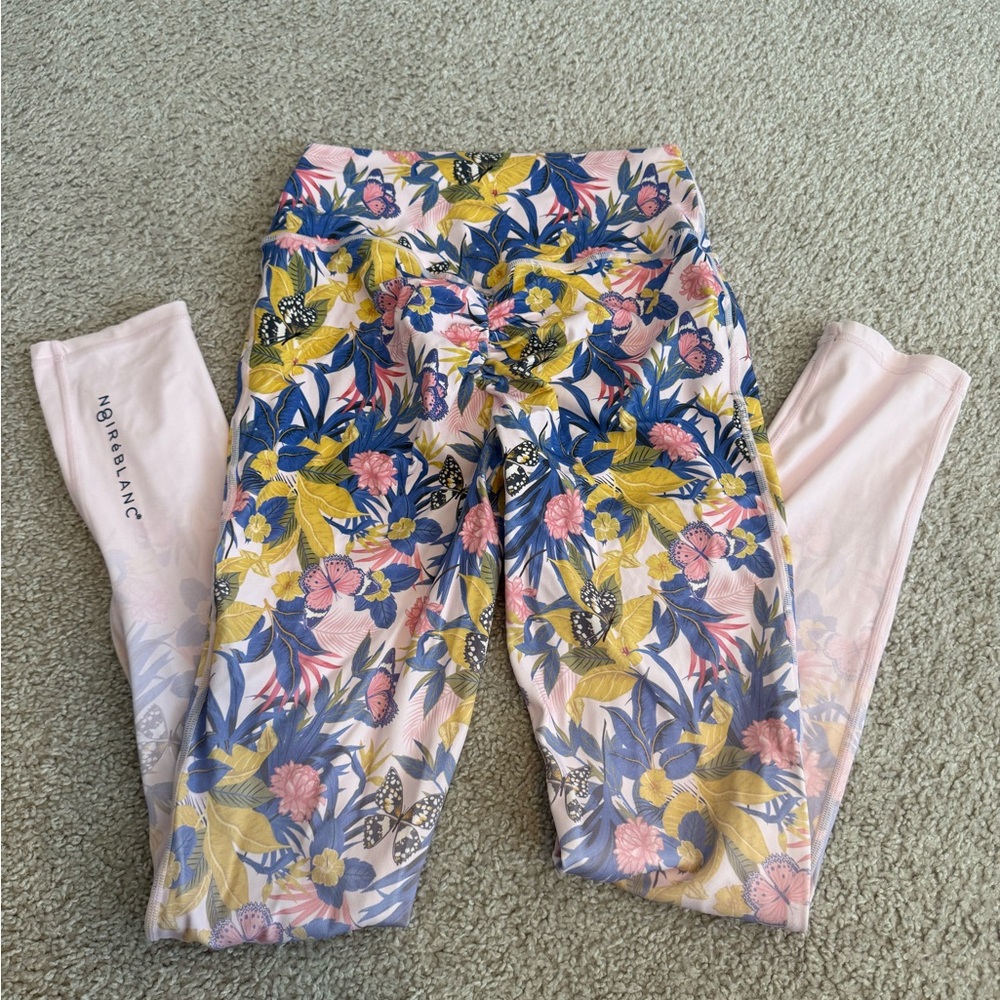 NOBULL Women's Floral Leggings - Yellow, Blue, Pink